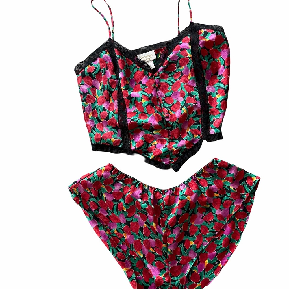 Victoria's Secret Vintage Gold Label Floral Pajama Set